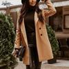 Осенне-зимнее двубортное длинное офисное женское толстое шерстяное пальто, модный корейский стиль, большой женский плащ 17883