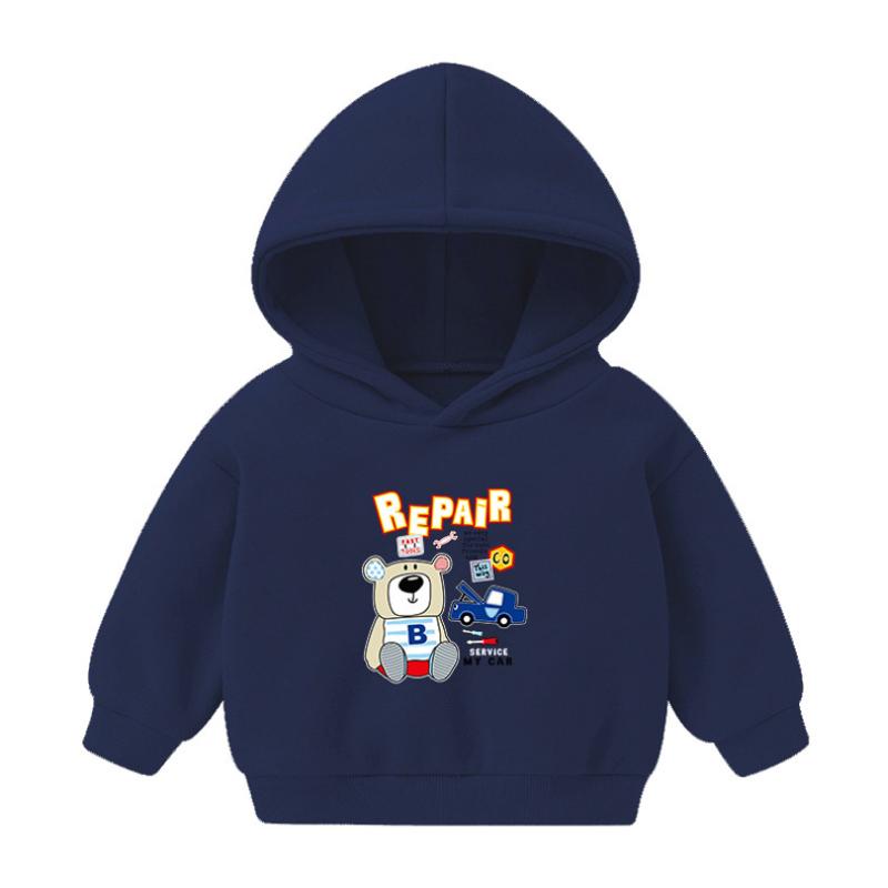 Детская толстовка с капюшоном с весенним мультяшным медведем для мальчиков и девочек