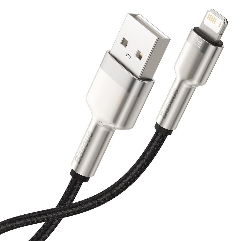 Кабель USB на Lightning Baseus Cafule, 2.4A, 0.25M (Черный)