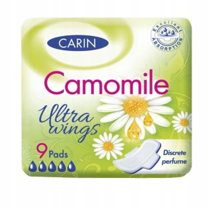 Ultracienkie podpaski ze skrzydełkami 9 sztuk Carin Ultra Wings Camomile