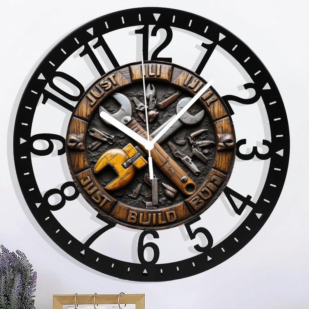 25cm Circular Iron Wall Clock with a Clear Plastic Cover to Protect the Face