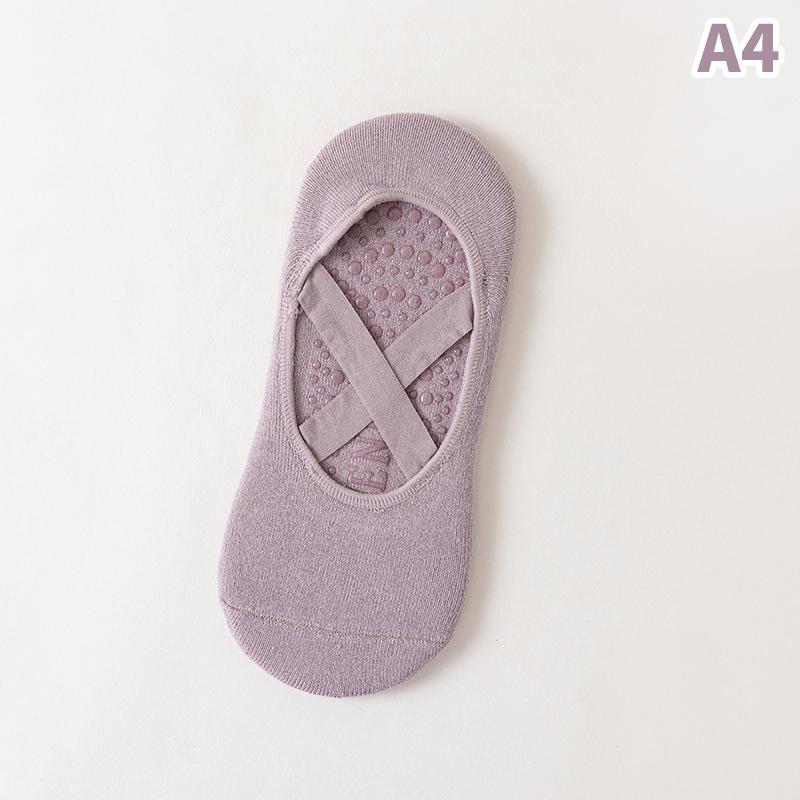 Women Breathable Towel Bottom Yoga Socks Silicone Non-Slip Bandage Pilates Sock Ladies Ballet Dance Fitness Workout Cotton Socks