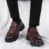 Повседневная кожаная обувь Модная мужская черная универсальная трендовая британская весенняя кожаная обувь броги Повседневная обувь Деловая