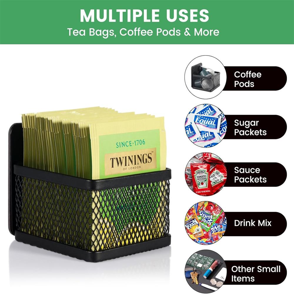 Коробка для хранения пакетиков для кофе и чая Магнитная стойка для хранения пакетиков для чая Офисная акриловая настольная коробка для хранения Принадлежности для хранения чая и сахара