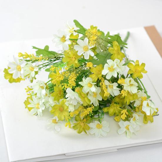 28 Головок Искусственных Цветов для Улицы, УФ-Стойкие, Искусственный Шелк, Полевые Цветы со Стеблем, Поддельный Цветочный Ансамбль для Горшка, Подвесной Кашпо, Веранда, Патио