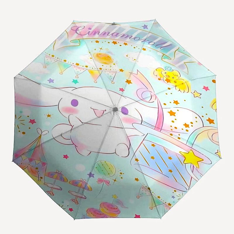 1 шт. Фестивальный зонт Cinnamoroll - Автоматическое открытие/закрытие, Портативная 3-складная конструкция, Железный каркас с 8 спицами, Уличный зонт, Идеальный подарок для фанатов, Tra