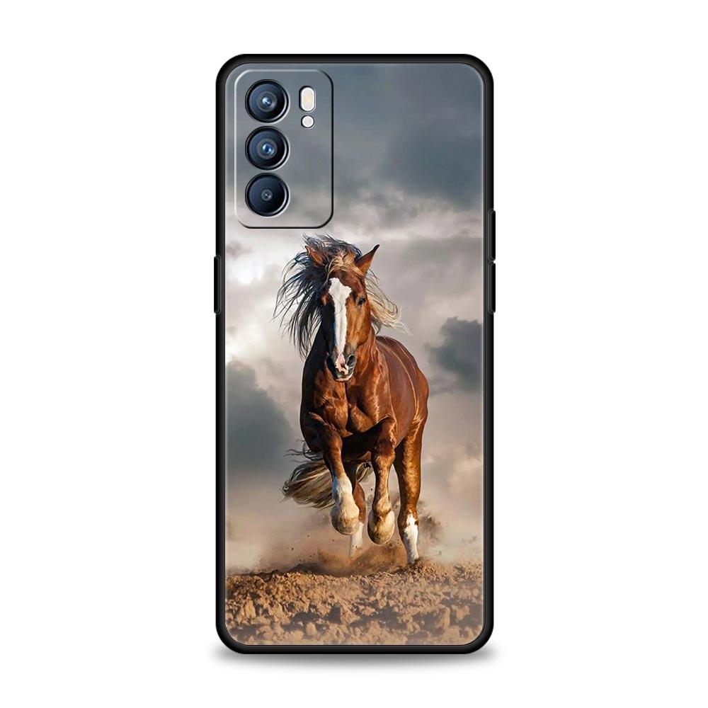 Чехол для телефона с изображением животного Лошадь для Oppo A17 A31 A54 A57 A78 A79 A98 Find X5 X6 Reno 6 7 8 10 11 12 13 F Pro 5G Мягкий ТПУ Чехол Funda Сумка