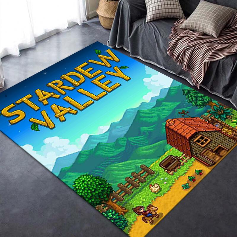 2025 Новый ковер Stardew Valley для гостиной, спальни, дома, украшение дивана, игровая коврик для детей, нескользящий напольный коврик179