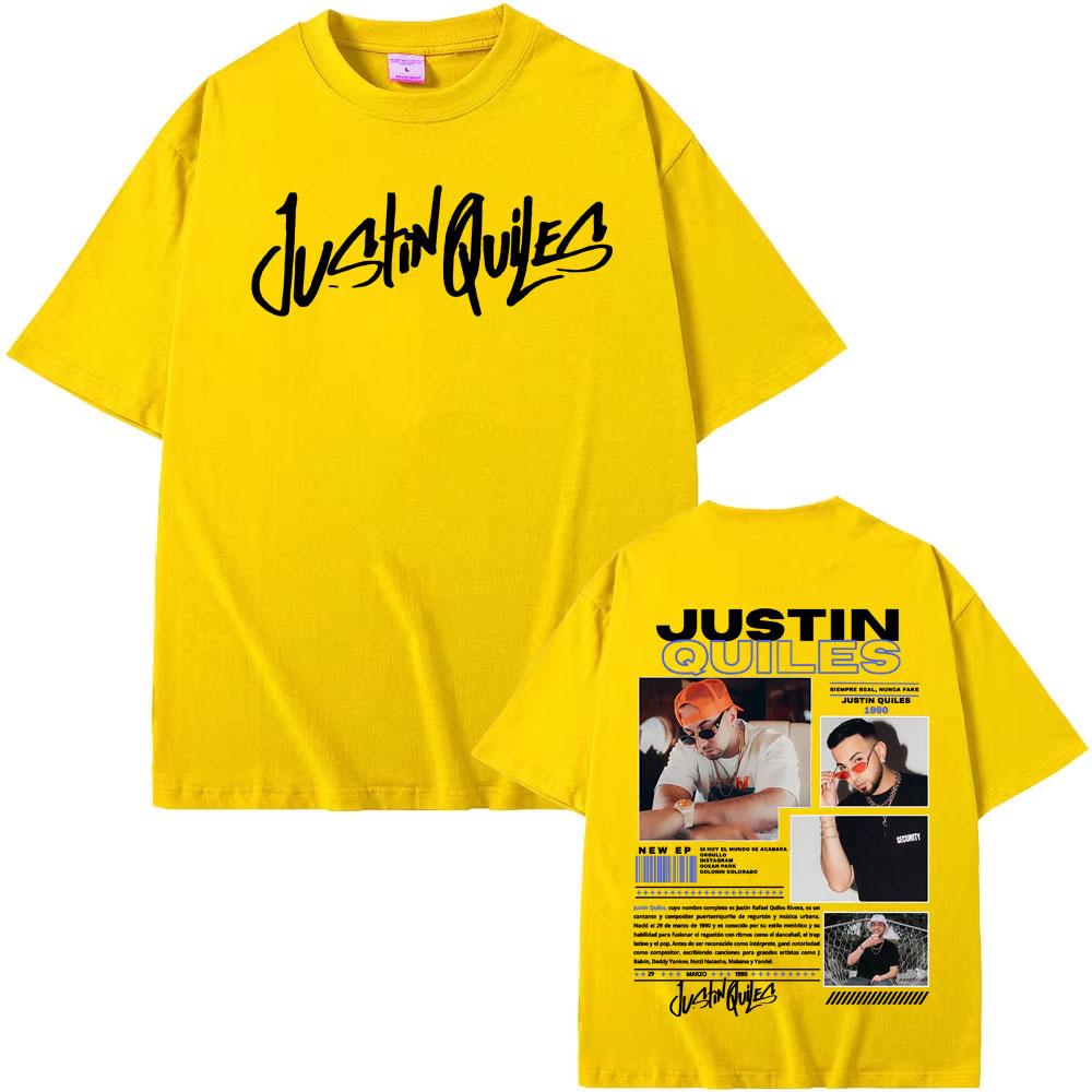 Singer Justin Quiles Album 2025 Tour Graphic T-shirt Men's Clothing Vintage Hip Hop T Shirts Cotton Loose Short Sleeve Tee Shirt