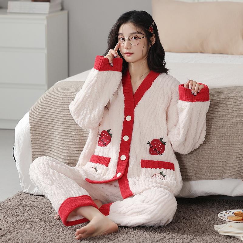 Зимняя толстая фланелевая пижама для женщин с милым рисунком медведя, женская пижама для девочек, кимоно в стиле бархатного кардигана, пижама