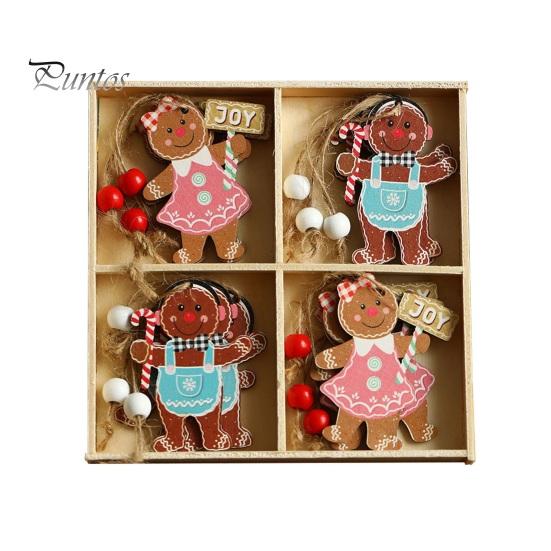 12 шт. рождественские подвесные украшения деревянные пряничные человечки гномы подвеска для рождественской елки украшения для дома кухни праздничные принадлежности для вечеринок