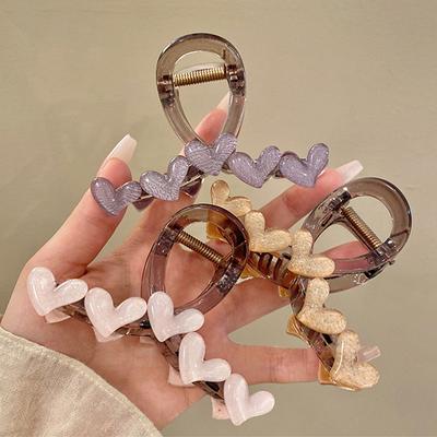 Акриловая заколка для волос Love Claw для девочек, корейская цветная прозрачная заколка для волос в виде акулы, женская милая заколка для волос в виде краба, аксессуары для волос