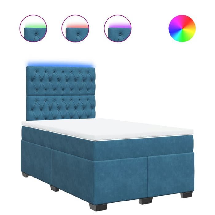 Maison Exclusive - Sommier à lattes de lit et matelas bleu 120x190 cm velours