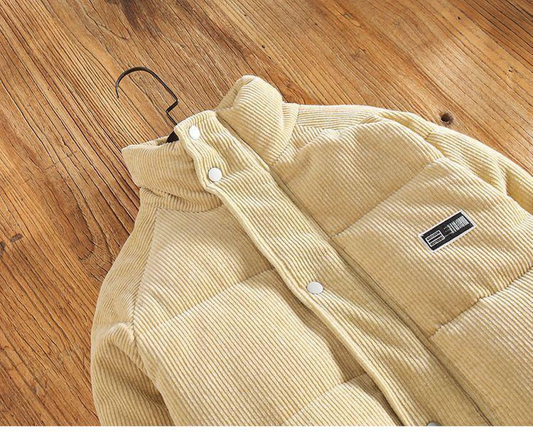 Мужская ретро вельветовая зимняя куртка - Толстая, теплая, однотонная, короткий силуэт