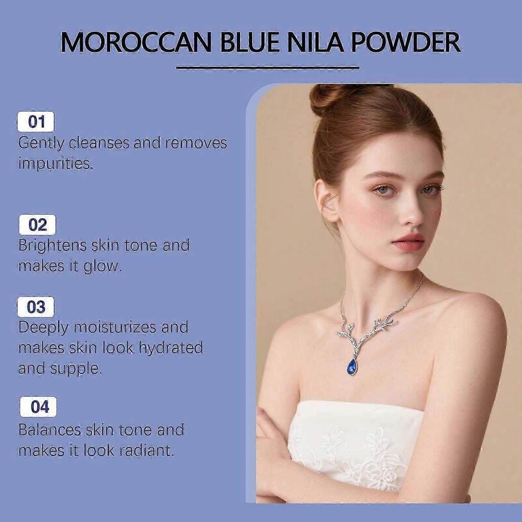 Moroccan Nila Powder for Skin, Moroccan Nila Facial Mask, Brightening & Skin Smoothing Clay Mask with Indigo Powder, Nila Powder for Skin Nourished