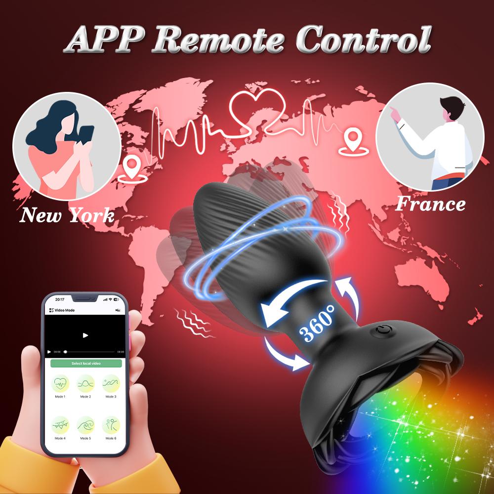 Bluetooth Anal Plug Swing Vibrator Vibrating Butt Plug with LED Light Male Prostate Massager Sex Toys for Women Men Adult