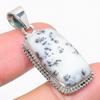 Natural Dendrite Opal Gemstone 925 Solid Sterling Silver Gift Pendant 1.75" k9J40