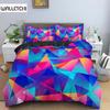 Комплект постельного белья с геометрическим узором в стиле ретро, современный цвет, неоновый королевский пододеяльник, наволочка, 2/3 шт., психоделический комплект постельного белья из полиэстера