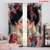 2 шт., шторы с рисунком плоской 2D-печати, Гейша-близнецы, прочный полиэстер (без удилища) Праздничный для разных комнат, Современный