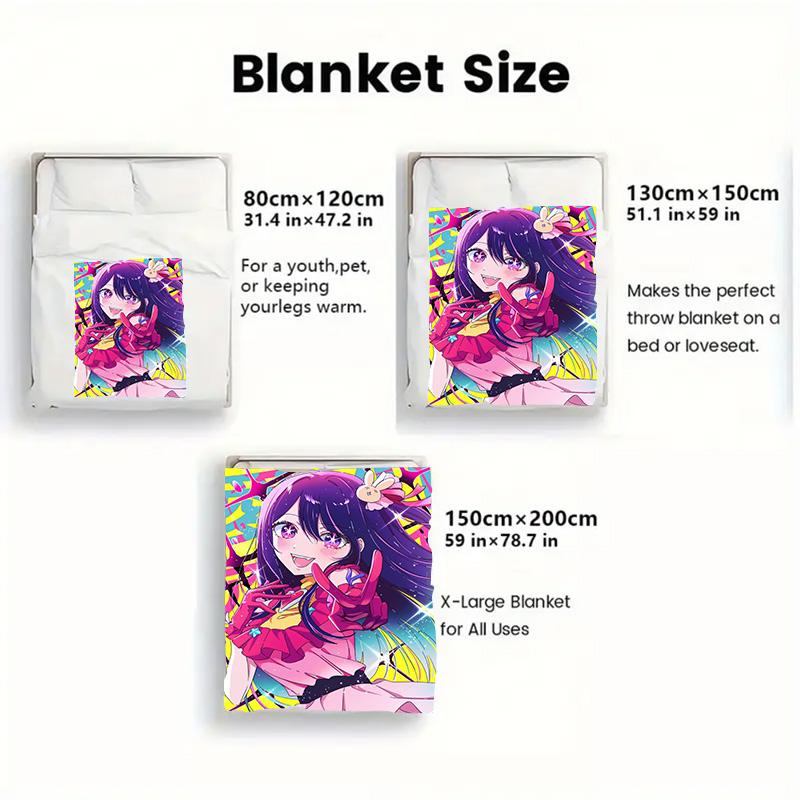 Ai Hoshino 2D Flat Pattern Flannel Blanket High quality All Seasons Warmth and Comfort Perfect for Christmas Gifts.DMT0925440