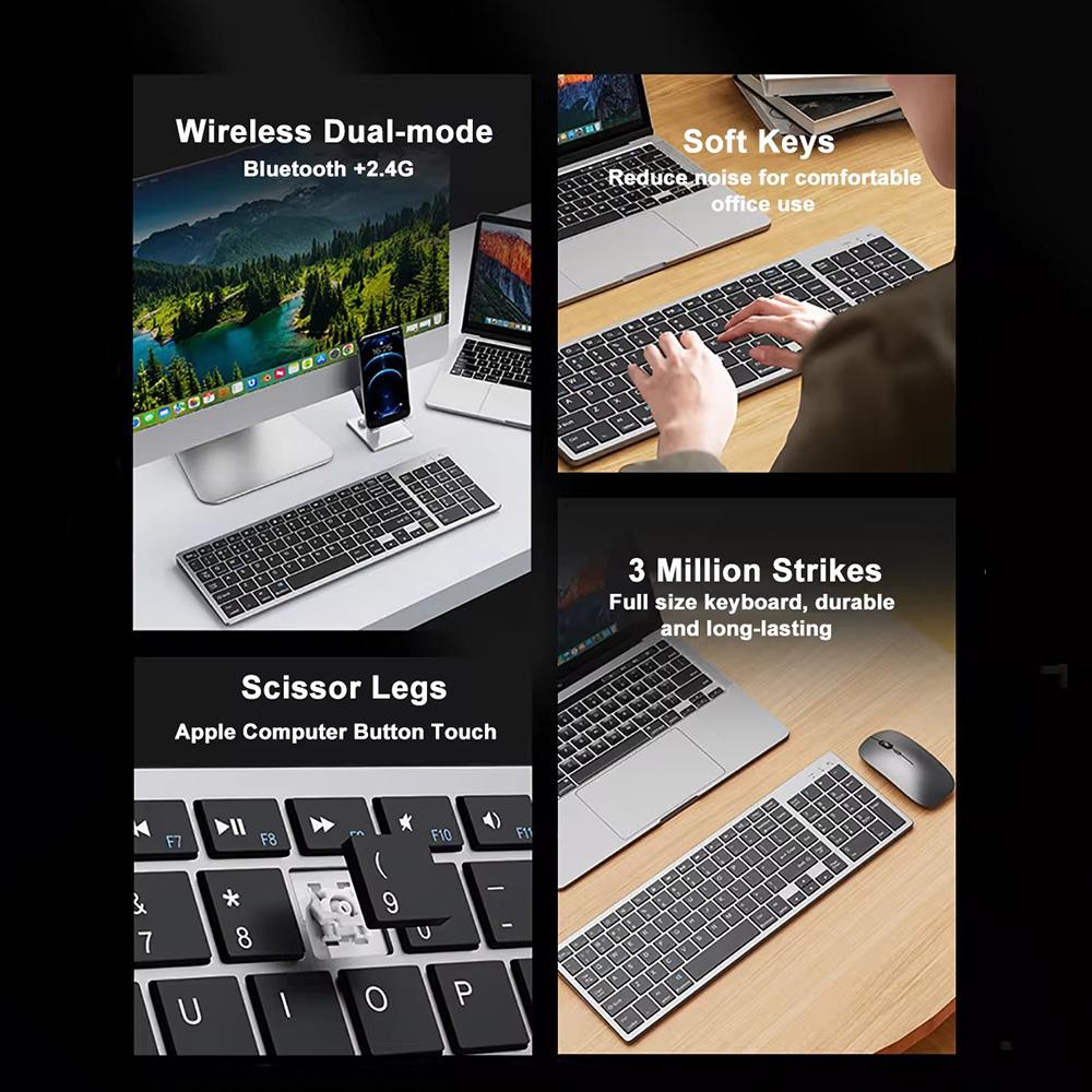 Беспроводная клавиатура Bluetooth 5.0 клавиатура 102 клавиши USB C перезаряжаемая клавиатура для Android Ios Windows