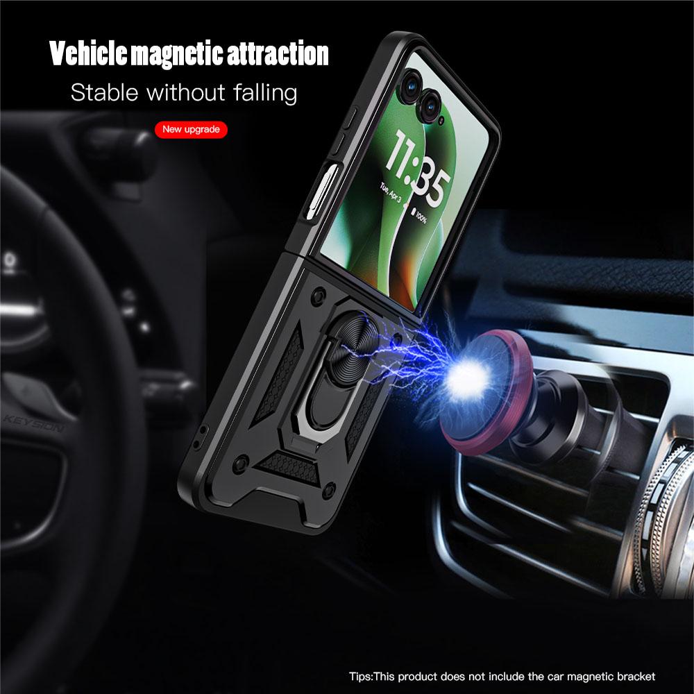KEYSION Противоударный бронированный чехол для Motorola Razr 60 Ultra 5G Металлическая подставка-кольцо Задняя крышка телефона для MOTO Razr Ultra 2025 Razr+2025