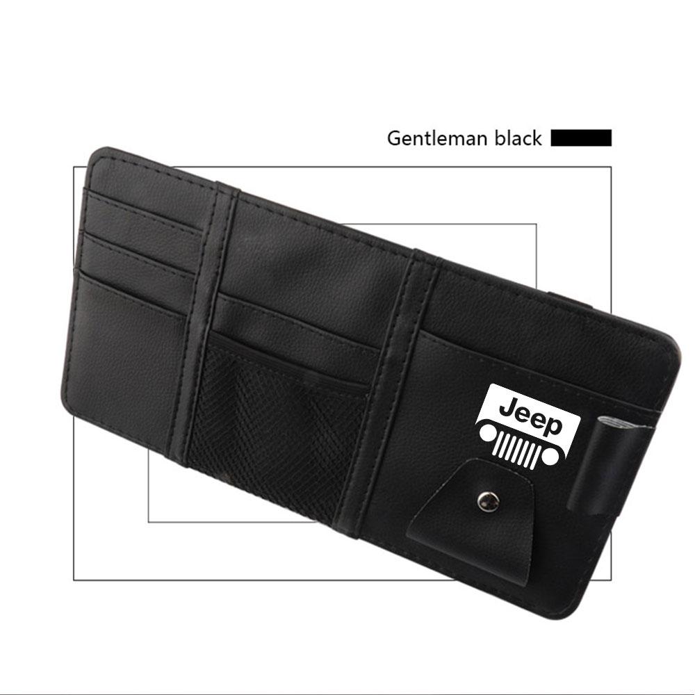 Car Sun Visor Storage Bag Glasses Clip Sunglasses Card Key Phone Holder For JEEP Grand Cherokee Renegade Compass Wrangler Trail AKV1