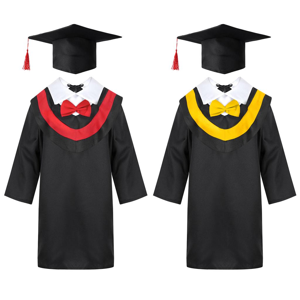 Boys Girls Preschool Graduation Gown Tassel Hat Costume for School Celebration