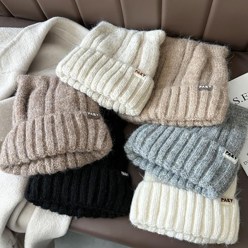 Cat ears wool hat big head circumference hat women's cute cold hat autumn and winter thickened cold and warm knitted plush