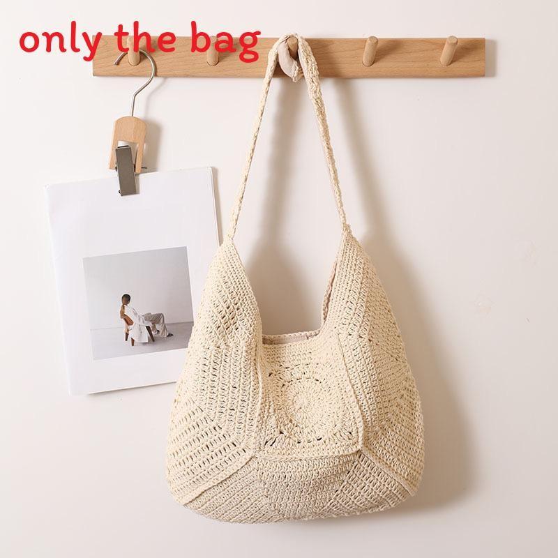 Urban Minimalist Hollowed Cotton Underarm Bag With Open Pocket For Womens Daily Style