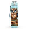 1PC Book Stack Old Owl Pattern 750ml Color Plastic Sports Water Bottle Leakproof Flip Straw Lid Suitable for Sports Office Home Use