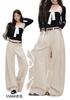 American retro texture jeans women's autumn silhouette scimitar three-dimensional cutting high-end wide-leg trousers