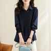 Autumn Luxury Polo Neck Long Sleeve Fake Two Pieces Loose Casual Slim Versatile Popularity Office Lady Women's Shirts