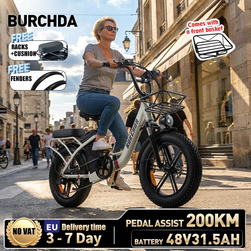 BURCHDA 2026 NEW U8 City Electric Bicycle 48V31.5AH Lithium Battery Ebike 20 Inch 4.0 Fat Tire E-Bike Electric Bike for adults