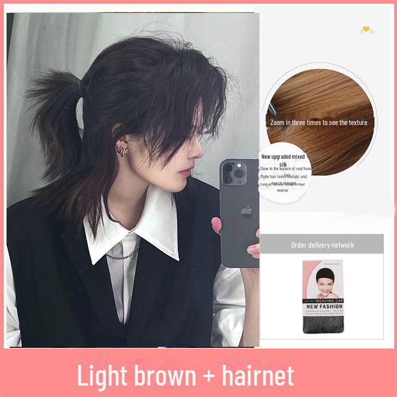 Мужской корейский аниме-парик Z Samurai Wolf Tail Mullet — модные, пушистые, короткие волосы для естественного образа