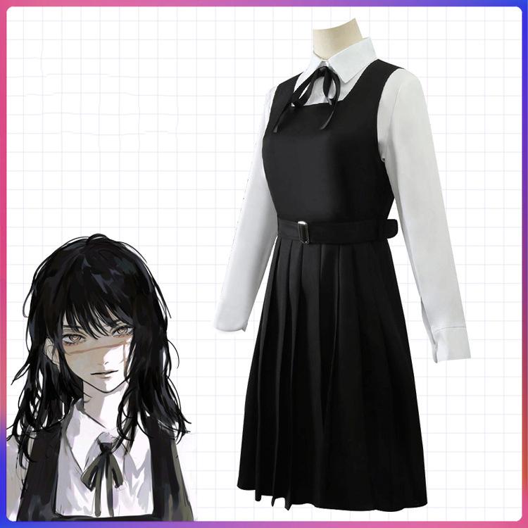 Anime Chainsaw Man ASA MITAKA Women Cosplay Costume Wig Tattoo Stickers JK School Uniform War Devil Dress Shirt Socks Tie Season 2