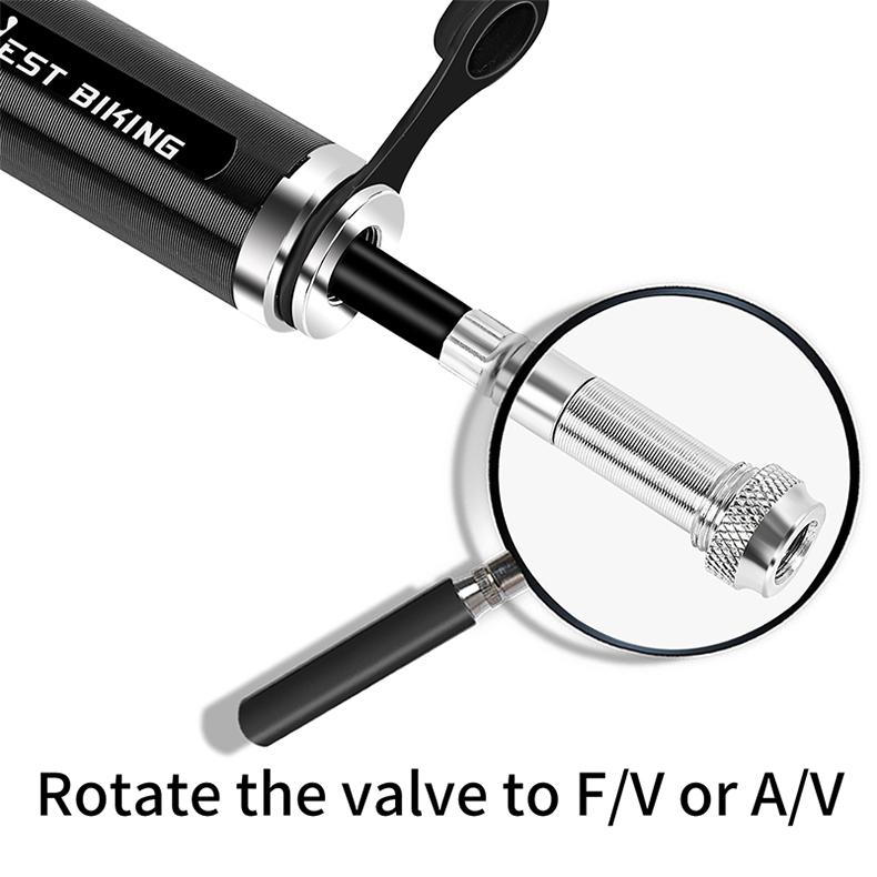 WEST BIKING Portable 160PSI Mini Bike Pump MTB Road Bike Tire Cycling Air Inflator Aluminum Alloy Gauge Hose Cycling Accessories