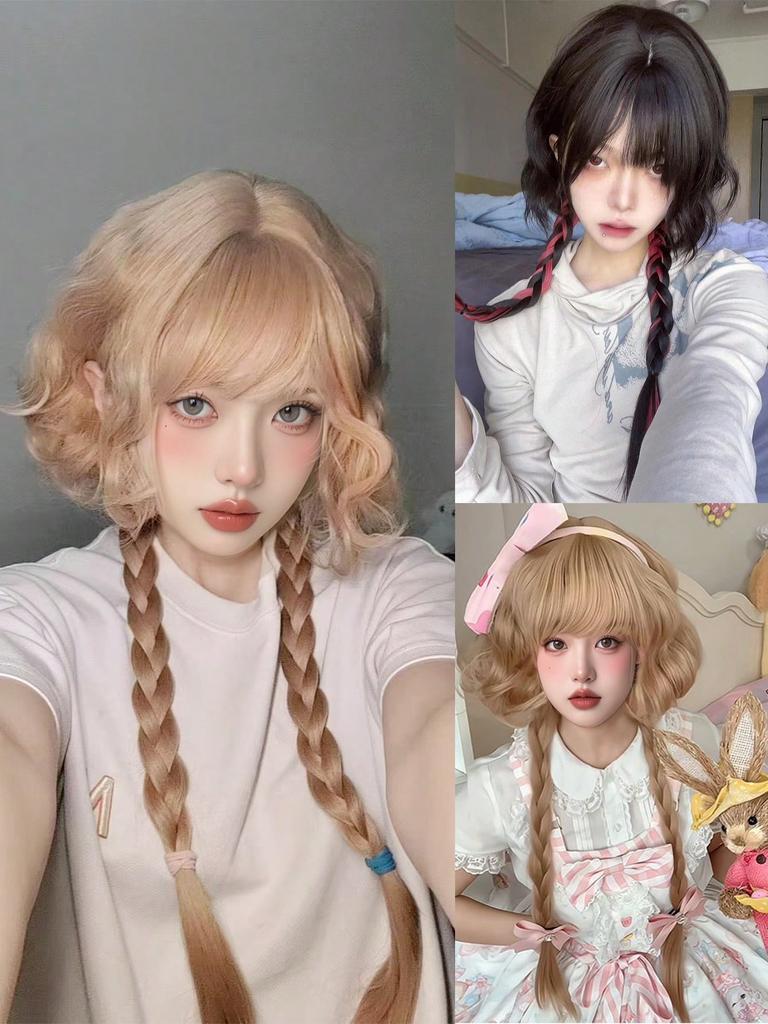 Синтетический парик с длинными волнистыми локонами и челкой, подходит для девочек, играющих в ролевые игры, и для использования в праздники.