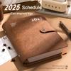 A5 Thick Leather 2025 Business Loose-leaf Schedule Book, Student Daily Planner, 365-day Record Book, Notepad, Memo, 188 Sheets