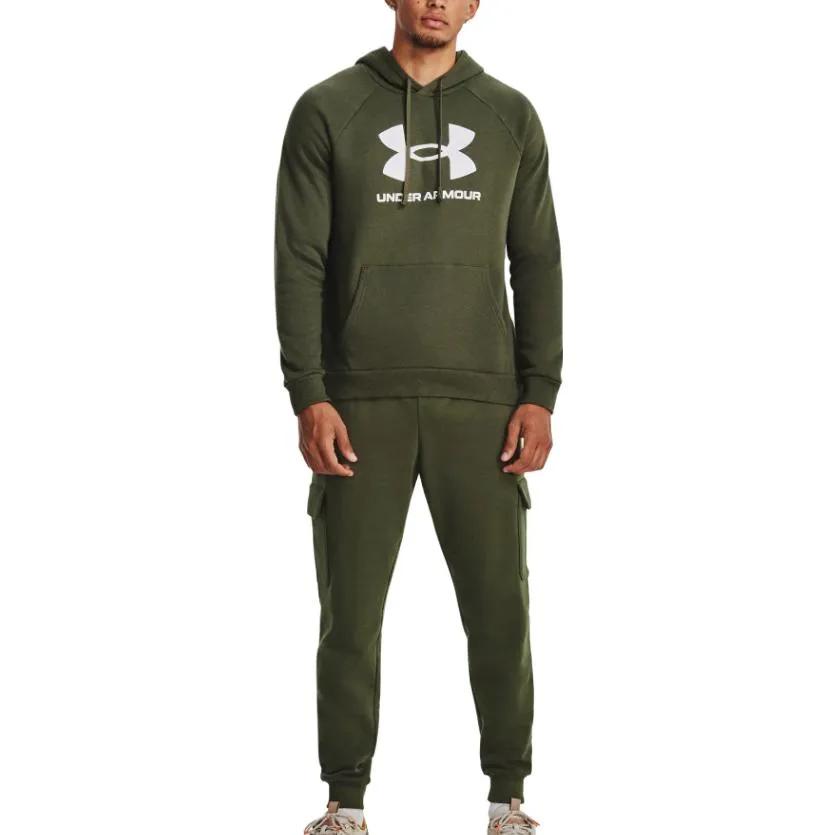 Under Armour Rival Fleece Sweatshirts Men's Green Hooded Moderate Regular (Unisex) Sweatshirts 1379758 390