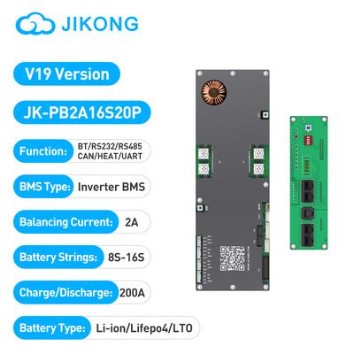 JIKONG V19 JK-PB2A16S20P Умная BMS 8S-16S 200A Литий-ионная/ Lifepo4/ LTO Батарея Домашний Инвертор Энергии BMS Активный Балансир 2А
