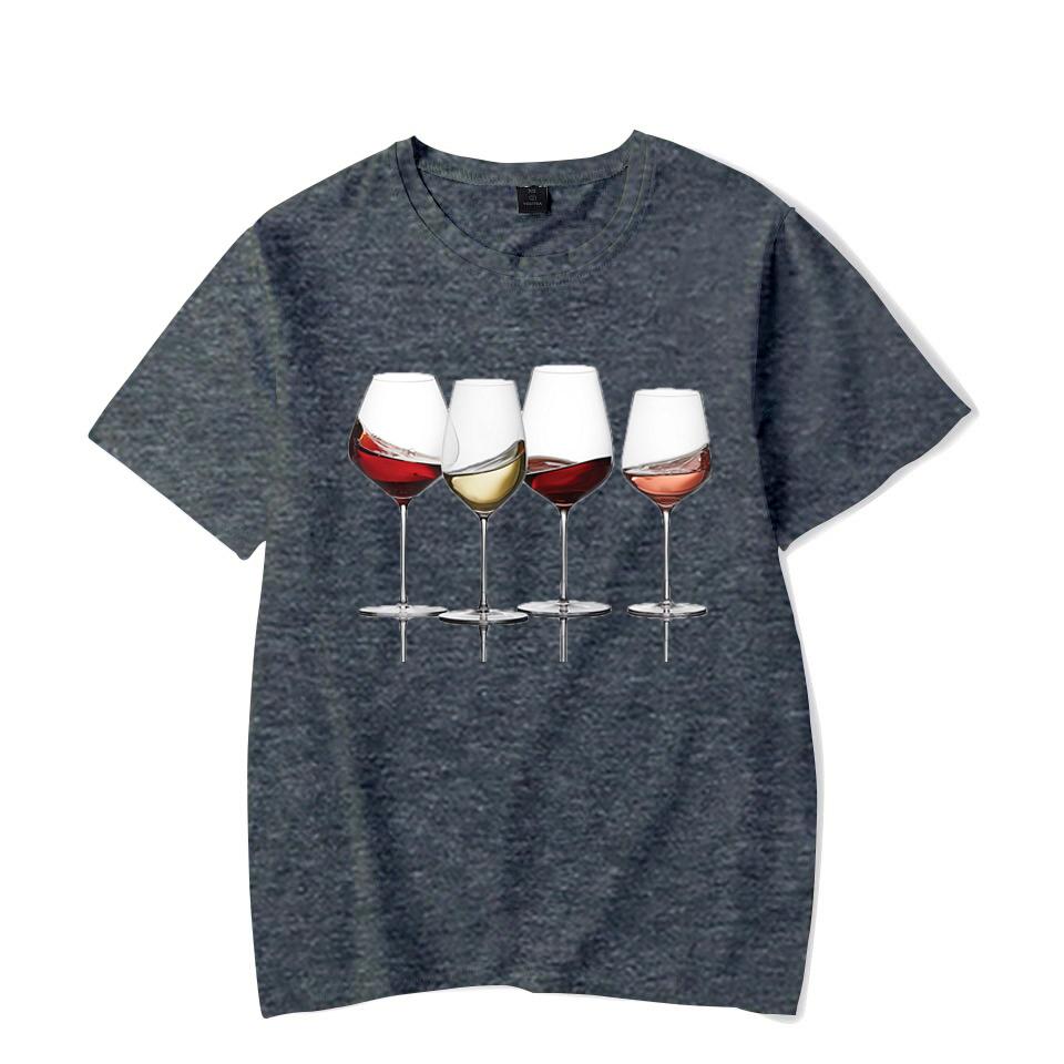 Футболки с винным принтом для женщин, летние повседневные футболки с круглым вырезом, футболки с короткими рукавами, модная футболка