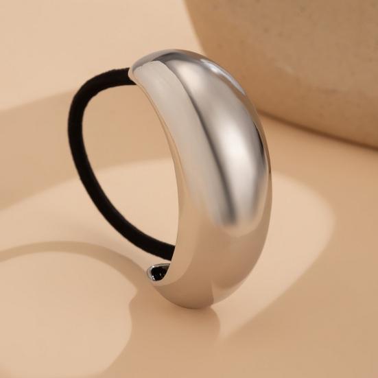 Metal Ponytail Holder Hair Cuff Punk Golden Silver Color Alloy Half Circle Elastic Hair Tie Metal Ring Hair Band Wrap Women Girls Hair Accessories