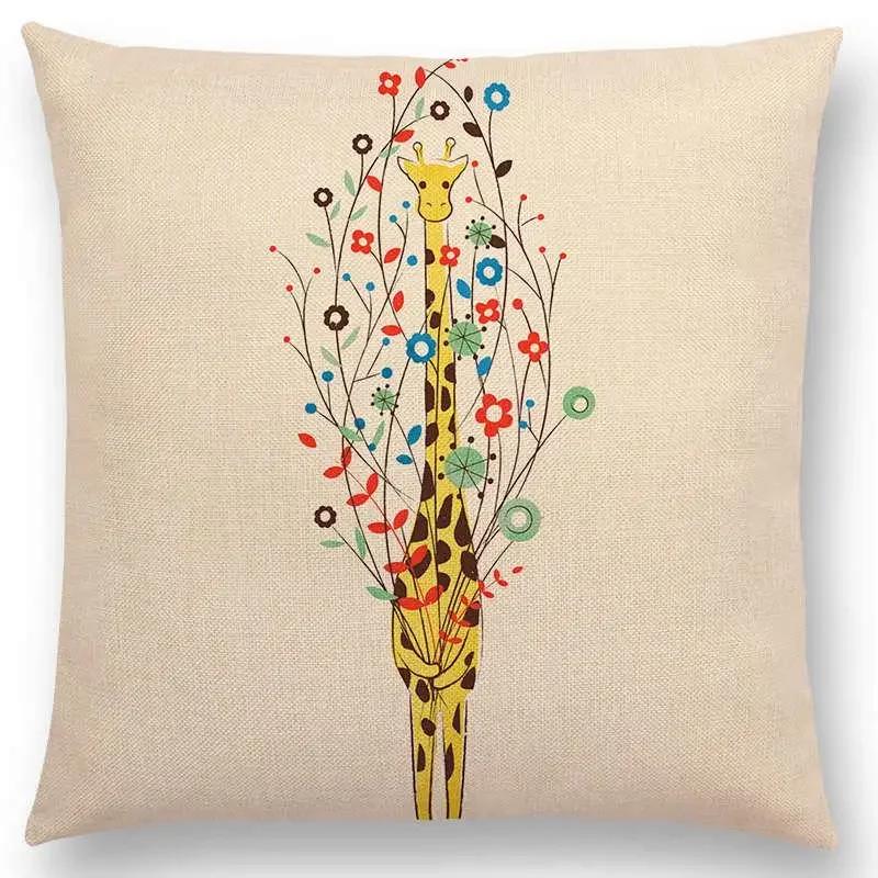 Последние мультяшные животные Милая акула Кошка Птица Жираф Пингвин Кит Белый медведь Бегемот Панда Чехол для подушки Автомобильный диван Наволочка