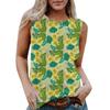 Женская повседневная футболка без рукавов с круглым вырезом и гавайским принтом