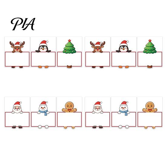 Decorative Food Tent Cards Christmas Party Place Card Holders, Cartoon Santa Reindeer Name Tag Stands Cute Desktop Ornaments for Table Seating,