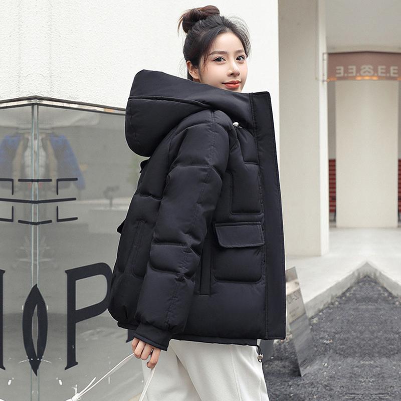Осень-зима, утепленная теплая парка, женская повседневная однотонная свободная куртка с большим карманом и капюшоном, куртки с хлопковой подкладкой, верхняя одежда