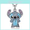 Modern Lilo Stitch Blue Bear Necklace Rhinestone Detailing Casual Office Looks