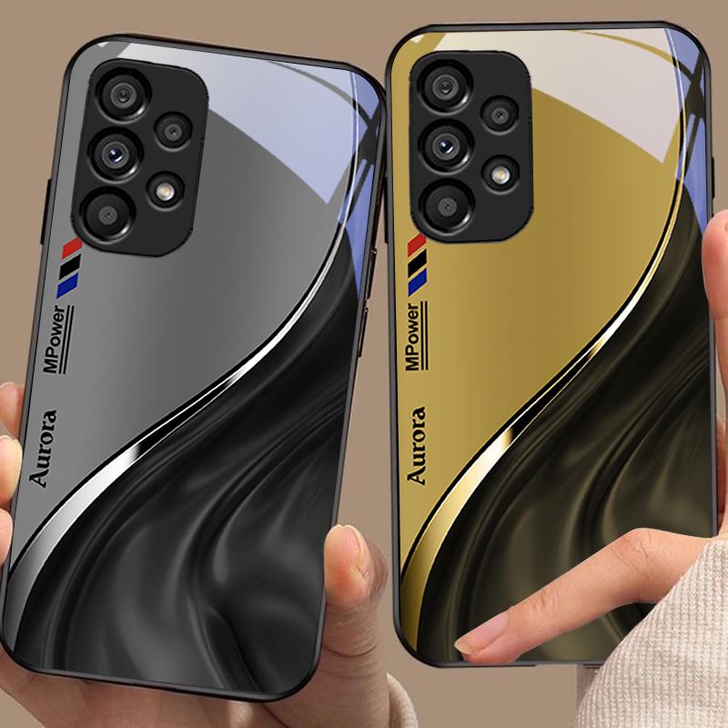 Чехол для телефона из закаленного стекла с рисунком потока воды для Samsung Galaxy S 8 9 10 20 Plus 21 FE 22 23 24 Ultra S7 Edge, черный, твердый
