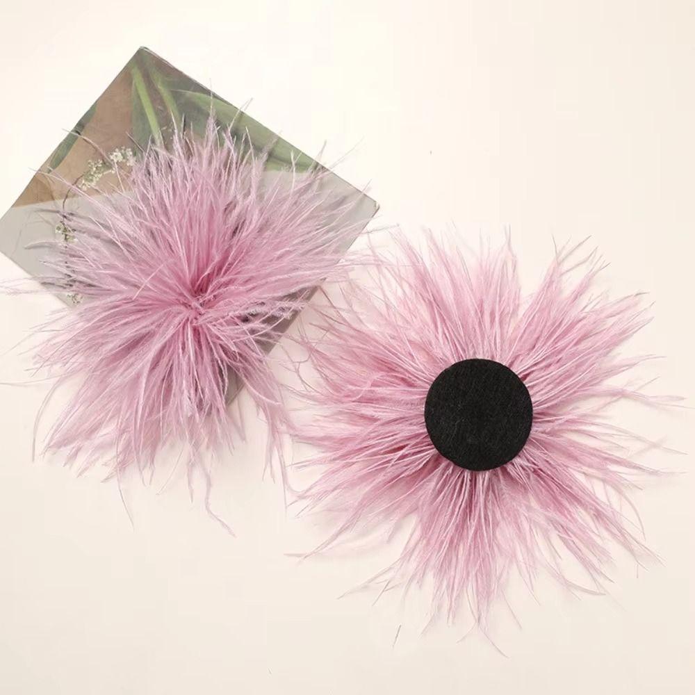 Fluffy Ostrich Feather Applique Handmade Feather Corsage Luxury Feather Pin  DIY Handmade Accessory